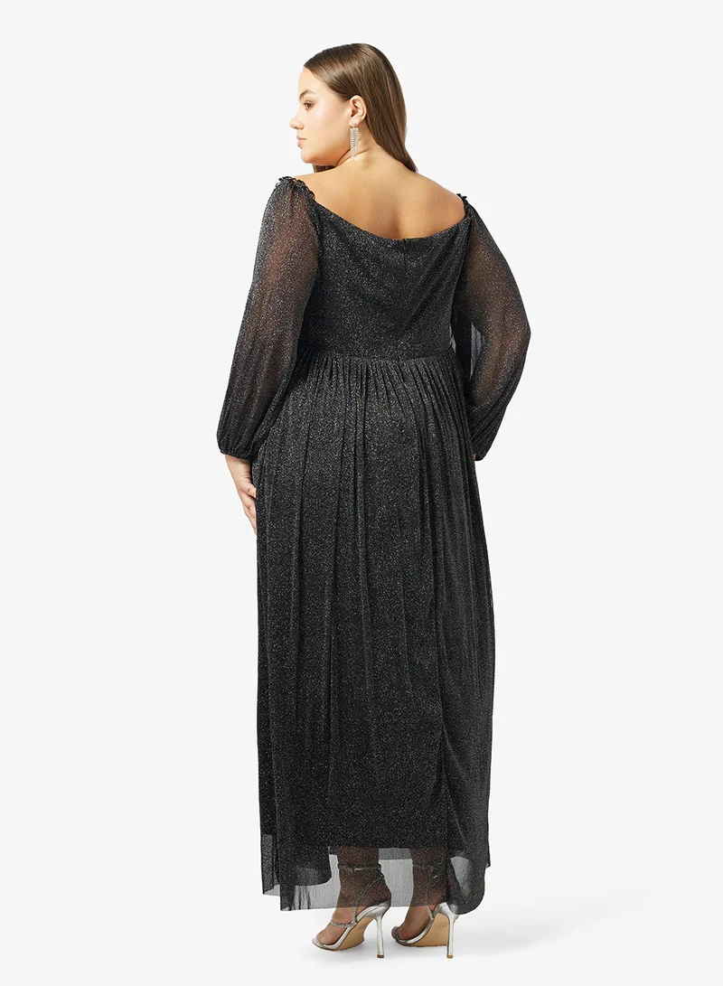 ايلا بلس فستان مقاس كبير بكتف مكشوف لامع